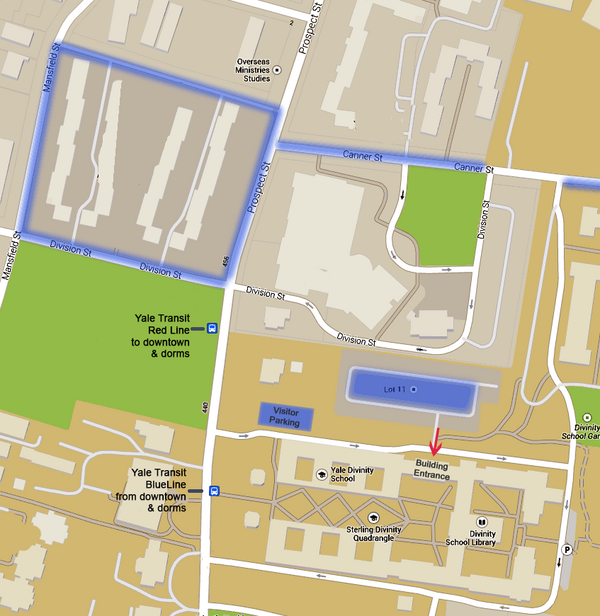Parking Map image showing the streets around campus and the parking lot.