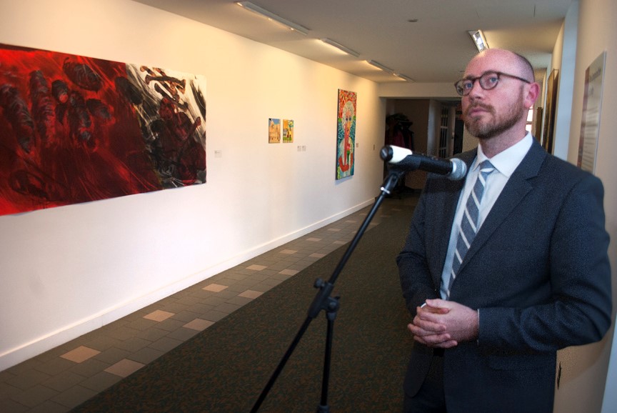 Jon Seals at the exhibit opening