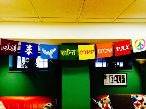 Multi-Denominational flags displayed at the Chaplain's Office