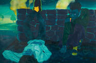 Dominic Chambers, The Night is Our Friend, 2020, Oil on Canvas, 70 x 77 in.