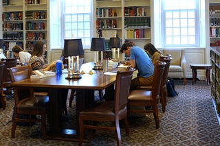 Students studying in a library